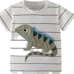 Kids White Striped Iguana T-Shirt size 6